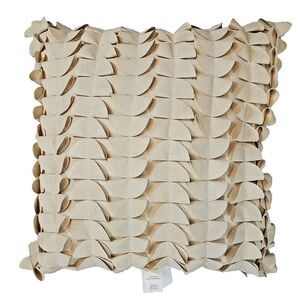 THRO by Mario Lorenz Pleated Half Circle Scalloped Decorative Pillow Tan 17x17‎